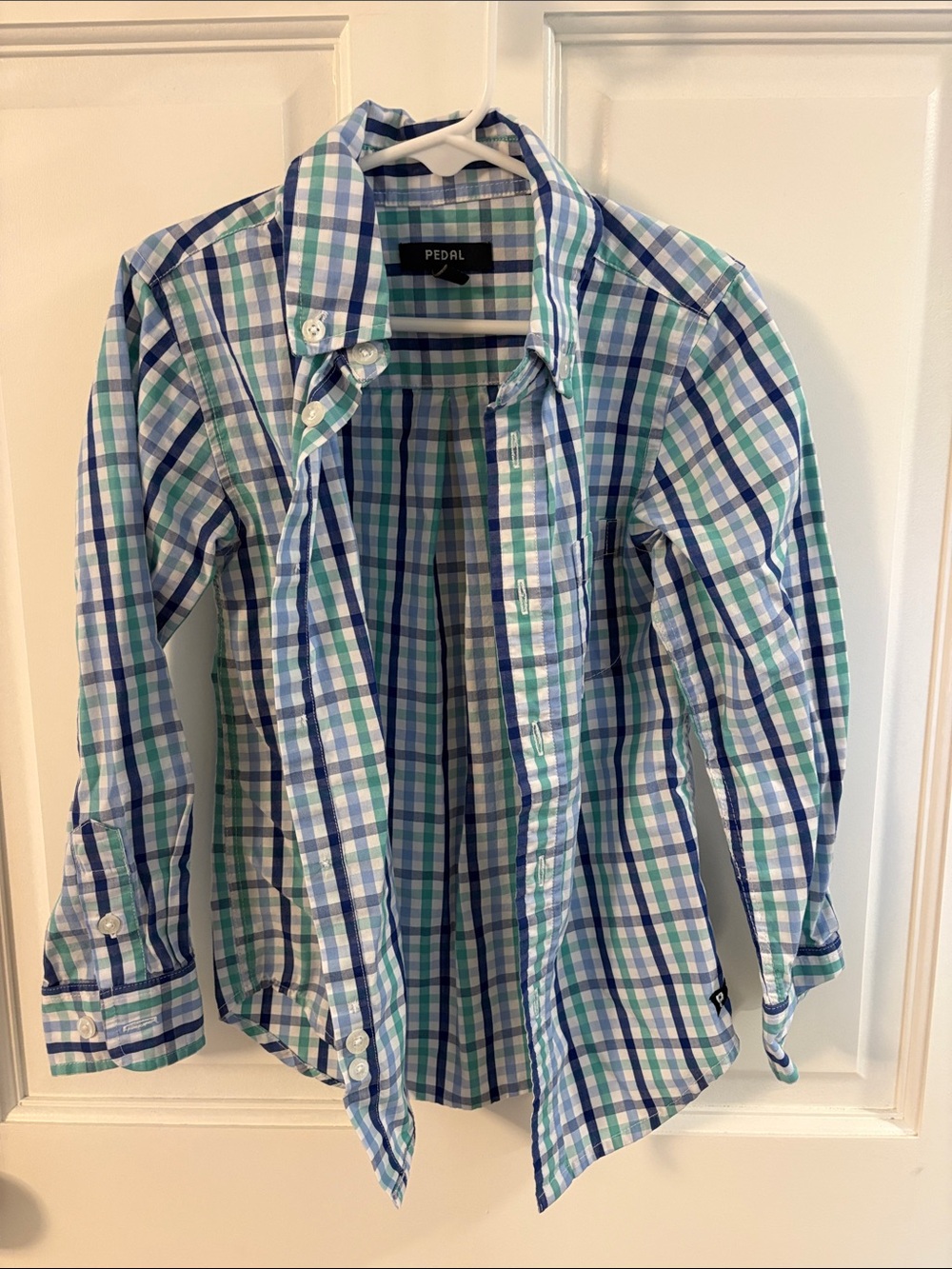 Boys' Blue & Green Plaid Button-Down Shirt